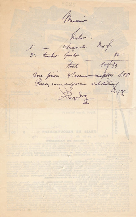 Louis Ernest DUGARDIN peintre billet signé presse coupures