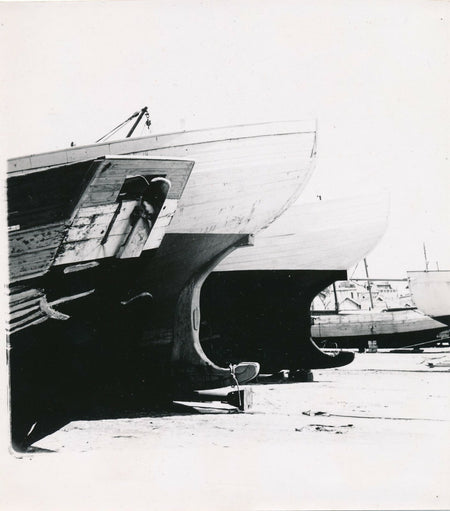 Bateaux en cale-sèche photo photographie 1950 vintage port mer