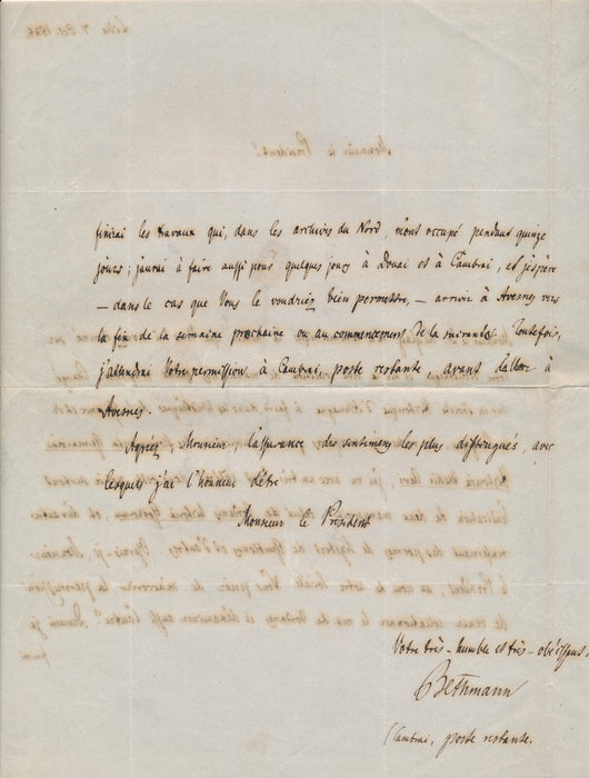 BETHMANN lettre autographe Société historique Allemagne bibliophile Allemagne