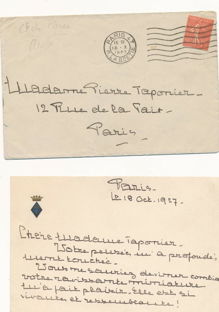 Anne d'Orléans (1906-1986) 2 lettres autographes signées portrait duc d'Orléans