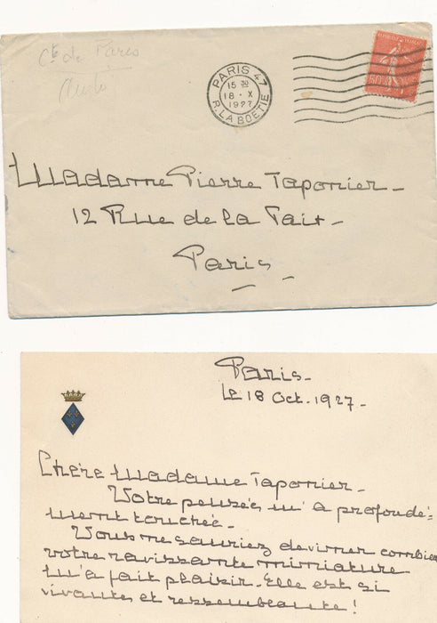 Anne d'Orléans (1906-1986) 2 lettres autographes signées portrait duc d'Orléans