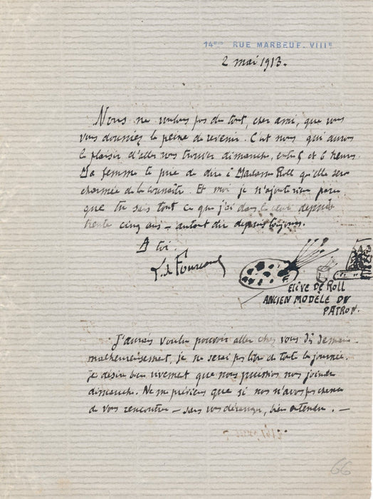 Louis de FOURCAUD 2 lettres autographes signées illustrées
