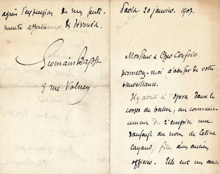 Bibliophilie erudit Germain Bapst lettre autographe signée danseuse ballet