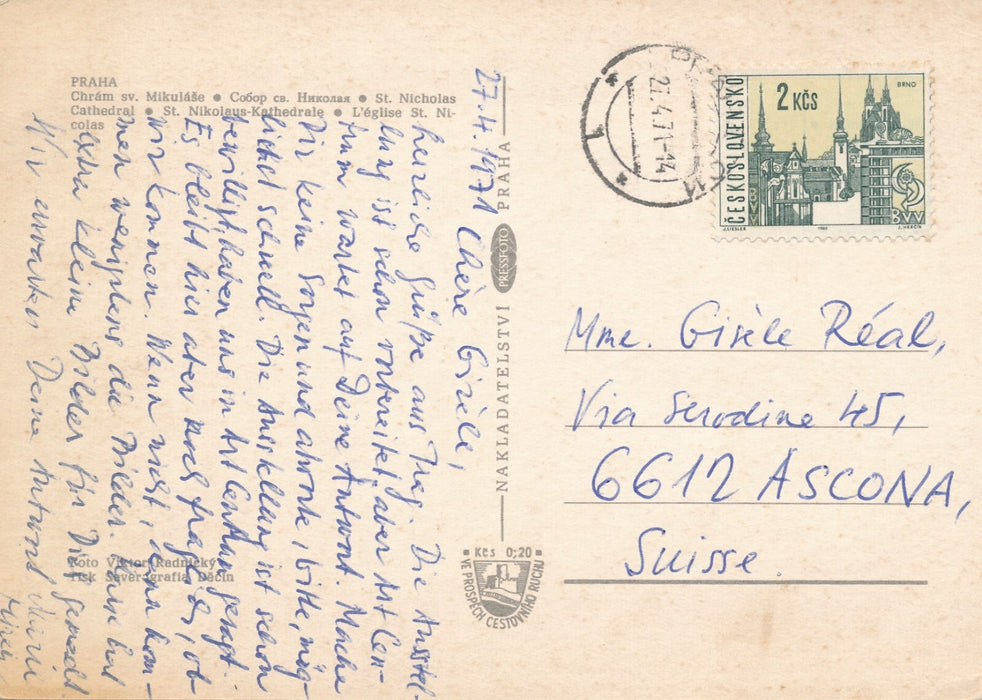 Miroslav ZUNA Marie ZUNOVA artistes tchèques correspondance autographe