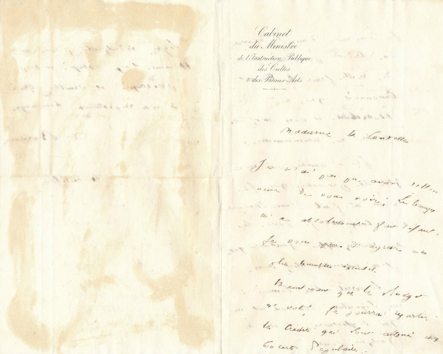 Musique Agénor Bardoux lettre autographe signée crédits Concerts populaires