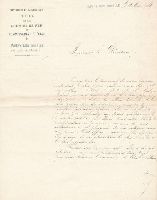 Guillaume SCHNAEBELÉ 3 lettres autographes signées à directeur Chemin Fer Sûreté