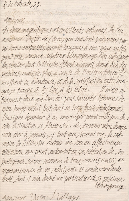 historien Normandie Pierre Amable FLOQUET lettre autographe signée 1866 hommage