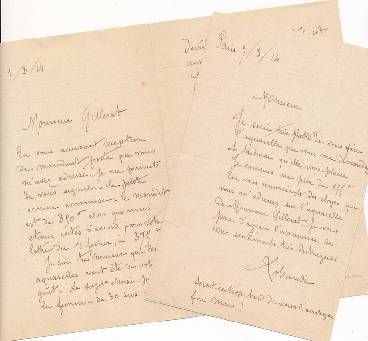 Alcide Robaudi peintre 2 lettres autographes signées femme de 30 ans