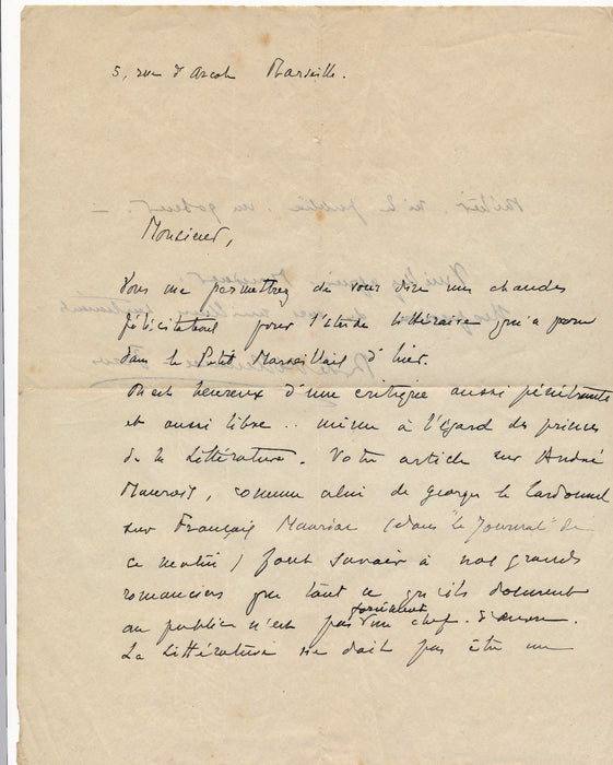 écrivain Romée de Villeneuve-Trans lettre autographe signée