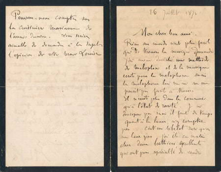 Gustave DROZ lettre autographe signée sur mélophone mellophone musique