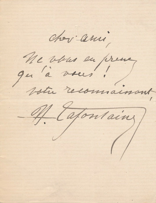 Henri LAFONTAINE comédien dramaturge 2 lettres autographes signées