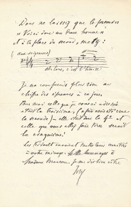 Paul d’IVRY Lettre autographe signée ET page manuscrite autographe trois portées