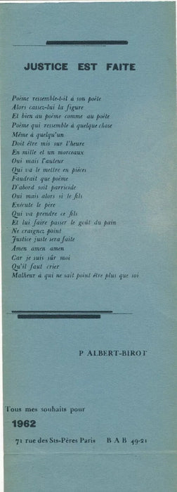 Pierre ALBERT-BIROT 3 documents poèmes deux envois autographes