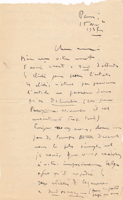 Correspondance autographe Henri Herault Jacques Lassaigne 9 lettres 1936-1939