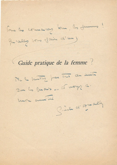 lettres Gisèle d ASSAILLY Guide pratique femme dédicace autographe