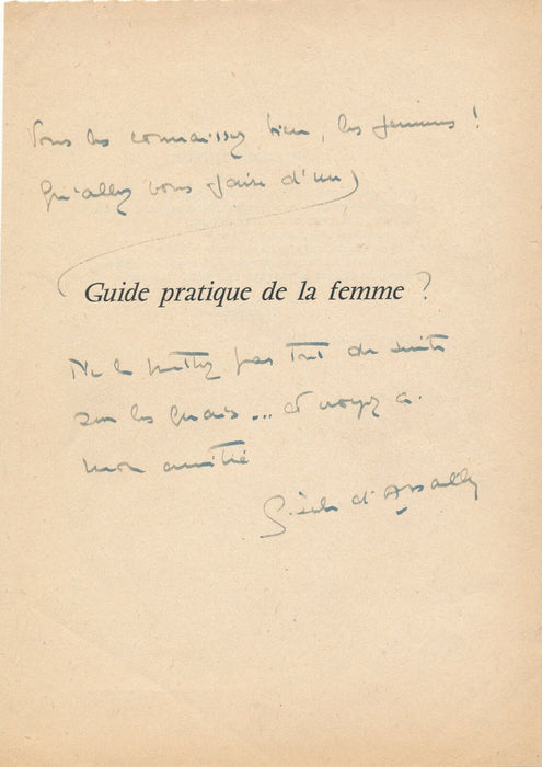 lettres Gisèle d ASSAILLY Guide pratique femme dédicace autographe