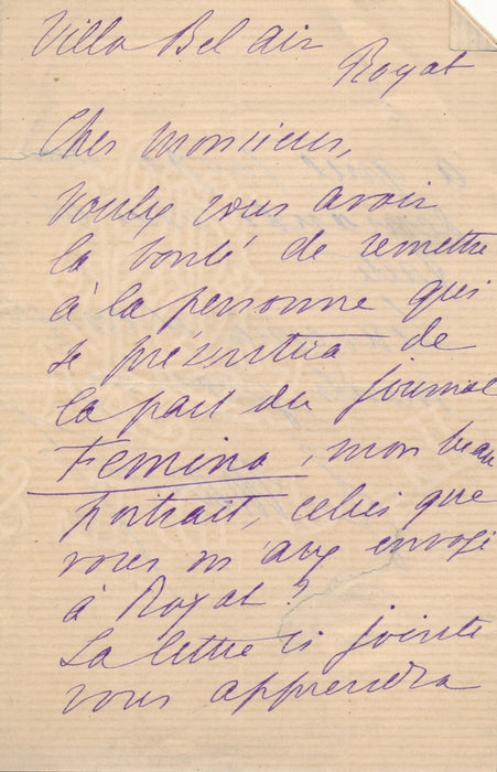 Jeanne MARNI 2 lettres autographes signées à André Taponier ses photos