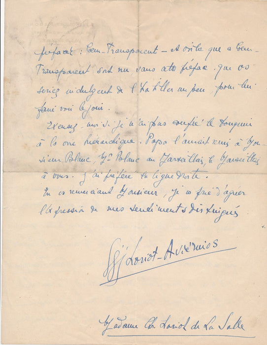 poésie Loriot de La Salle 2 lettres préface Coeur Transparent amie Gionio Pagnol