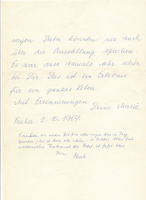 Miroslav ZUNA Marie ZUNOVA artistes tchèques correspondance autographe
