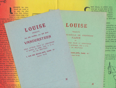 GALERIE LOUISE 3 invitations 1950 Vandersteen Jim Frey peintre naïve Jakovsky