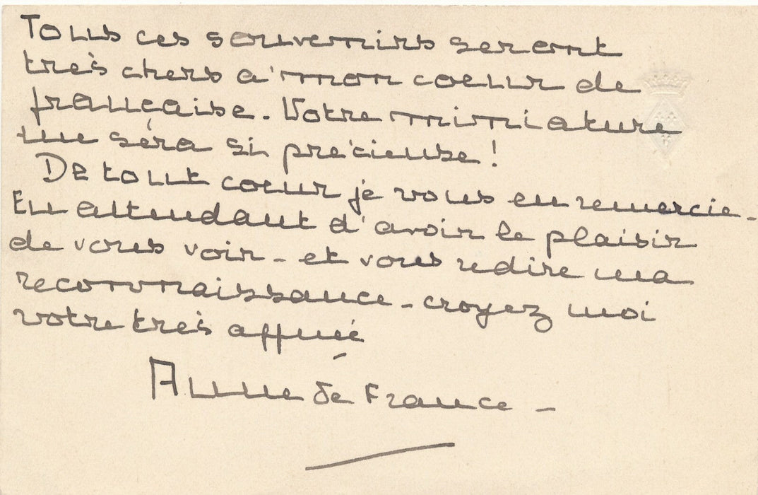 Anne d'Orléans (1906-1986) 2 lettres autographes signées portrait duc d'Orléans