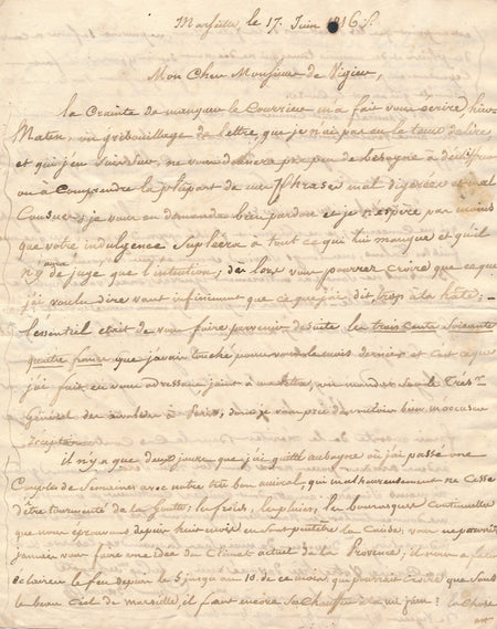 14 lettres autographes marine Royale VIGIER lieutenant à BARON frégate v. 1817