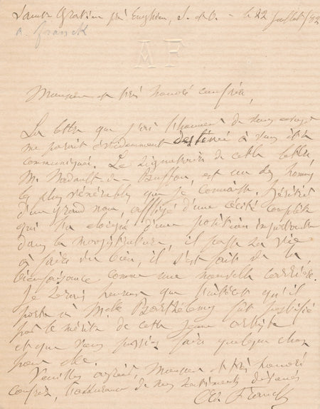 philosophe Adolphe FRANCK Henri Nadault de Buffon lettre autographe signée