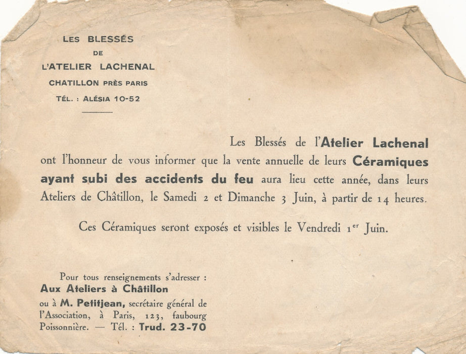 Edmond LACHENAL céramiste peintre lettre autographe signée visite ami