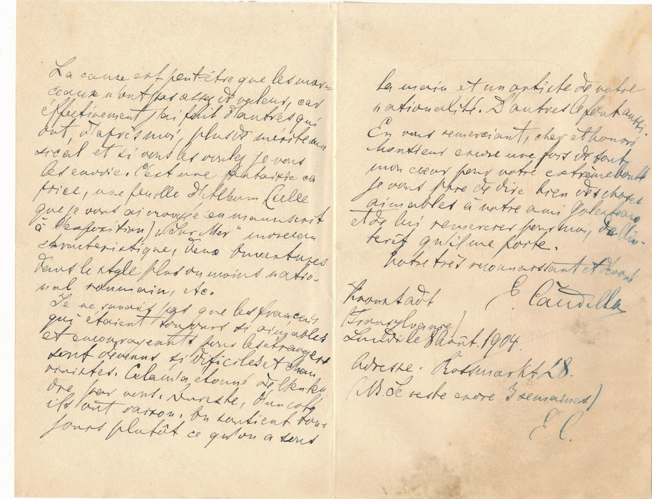 compositeur Roumain Edouard CAUDELLA 3 lettres autographe signées reconnaissance