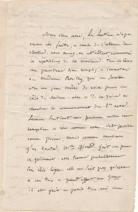 Félicien DAVID belle lettre autographe signée Le Saphir à Michel Carré