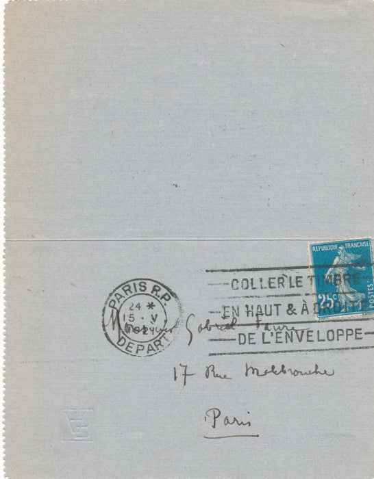 André RIVOIRE 4 lettres autographes signées poète Gabriel Faure amitié