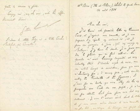 théâtre Gustave LARROUMET lettre autographe signée Albert Carré ET carte