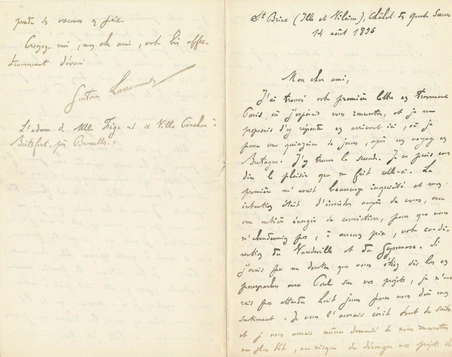 théâtre Gustave LARROUMET lettre autographe signée Albert Carré ET carte