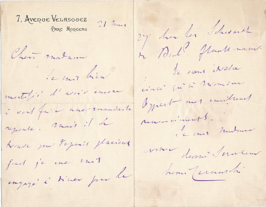 Henri CERNUSCHI lettre autographe signée musée art asiatique Paris