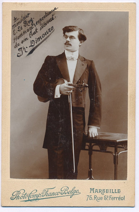 J. DIMOURO violoniste Marseille photographie signée dédicacée E. Le Roy Chalons