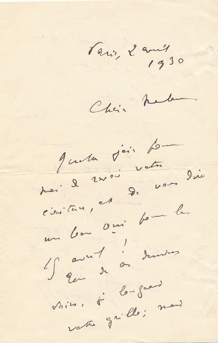 Abbé MUGNIER 2 lettres autographes signées à Véra Nimidoff chanteuse