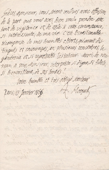 historien Normandie Pierre Amable FLOQUET lettre autographe signée 1866 hommage