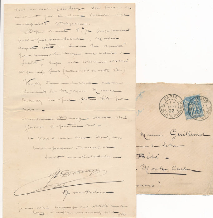 Maurice GUILLEMOT préface manuscrite 8 p. bronze 4 lettres projet Barbedienne