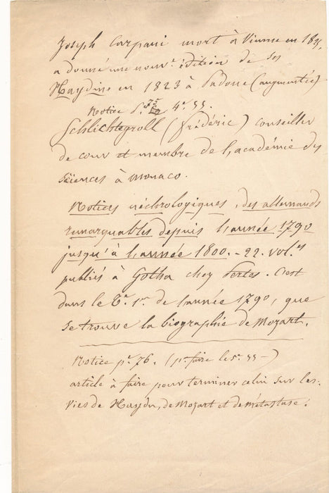 copie manuscrite 2 lettres Guiseppe Carpani Stendhal Haydine 1815 musique