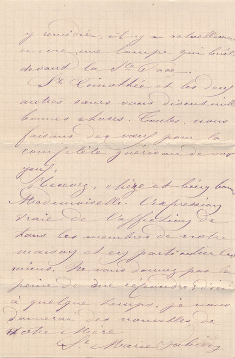 Sœur Marie Fabien à Saint Jean des Vignes Ecole du Devoir 5 lettres autographes 