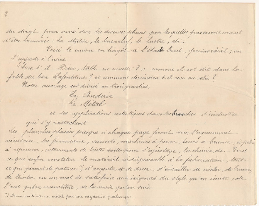 Maurice GUILLEMOT préface manuscrite 8 p. bronze 4 lettres projet Barbedienne