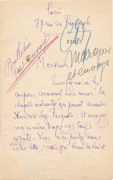 Paul FAURE Lettre autographe signée presse La Chapelle enchantée