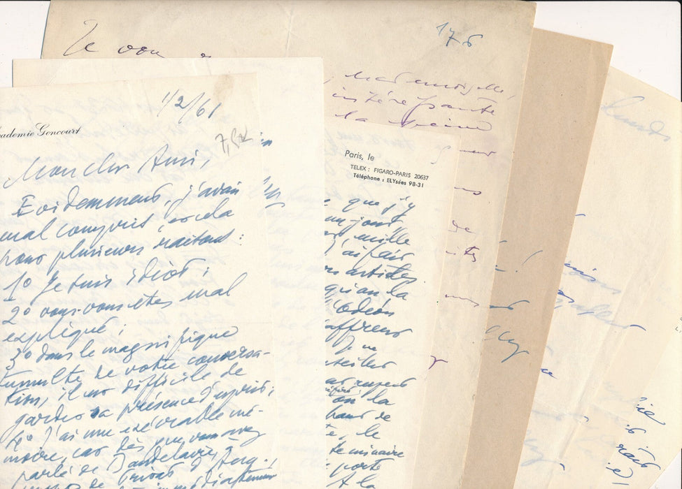 Ensemble 5 lettres autographes signées André BILLY bibliophilie Céline Lothe