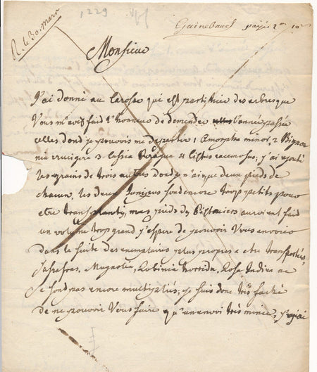 agronomie Strasbourg lettre autographe signée Charles Louis L’Héritier 1783