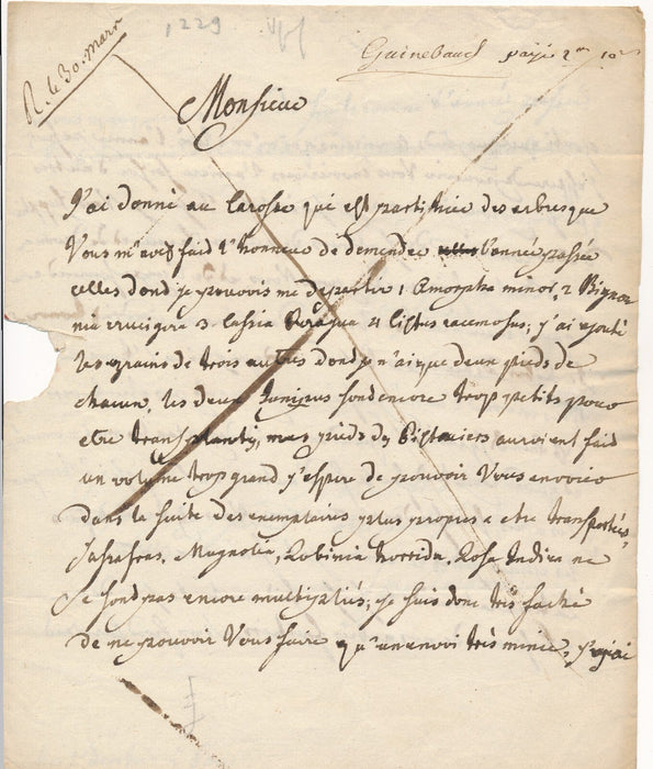 agronomie Strasbourg lettre autographe signée Charles Louis L’Héritier 1783