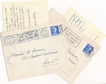 Charles Vildrac évoque poète Léon-Paul Fargue 2 cartes autographes signées