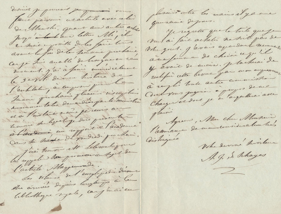 Antoine SCHAYES historien belge 6 lettres autographes signées à SAINT-PRIEST