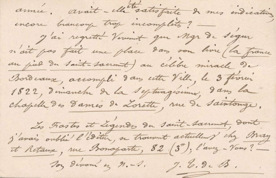 Religion Tobra de Bordas 4 lettres autographes signées Blanchet Polybiblion 1883