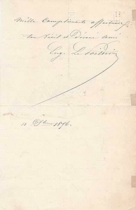 Eugène LEPOITTEVIN lettre autographe signée avec dessins peintre