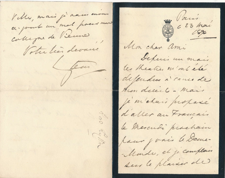 Lord Lytton (1831-1891) diplomate anglais ambassadeur Paris lettre à F. Febvre